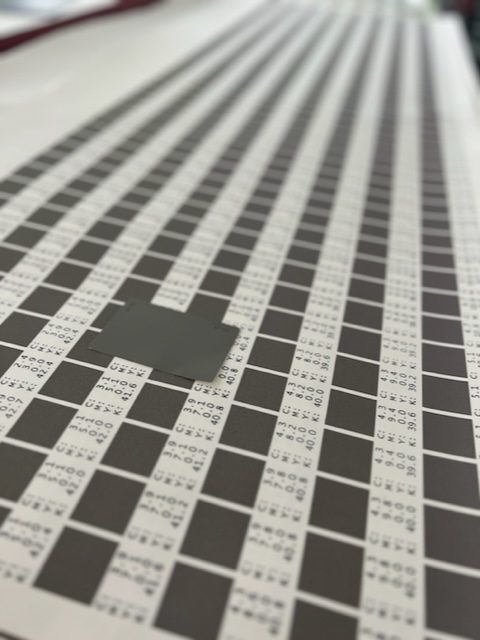 A black and white photo of a crossword puzzle.